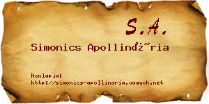 Simonics Apollinária névjegykártya